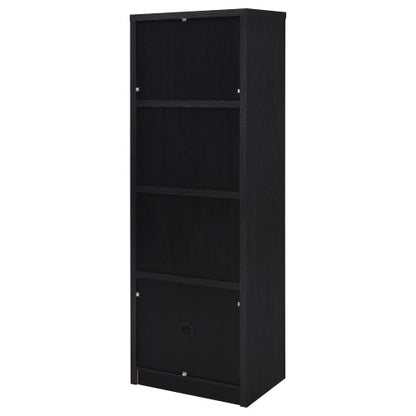 Black 3-Tier Vertical Media Tower Storage Pier with Bottom Cabinet