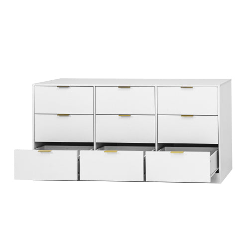 White 9 Drawer Dresser, 63" Large Deep Chest of Drawers, Wooden Dresser Storage Cabinet with 9 Drawers for Bedroom, Long Dressers for Living Room, Hallway