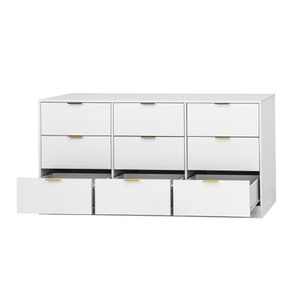White 9 Drawer Dresser, 63" Large Deep Chest of Drawers, Wooden Dresser Storage Cabinet with 9 Drawers for Bedroom, Long Dressers for Living Room, Hallway