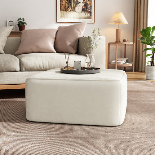 Corduroy Ottoman Square Upholstered Accent Stool for Living Room Bedroom
