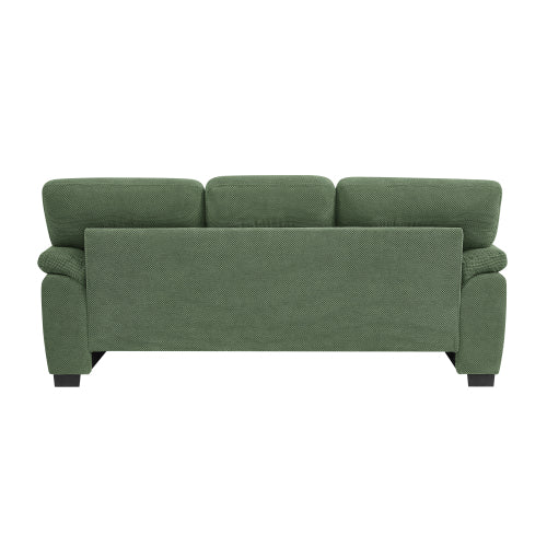 Green Modern 3-Seater Upholstered Sofa,Textured Fabric,Solid Wood Frame