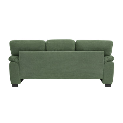 Green Modern 3-Seater Upholstered Sofa,Textured Fabric,Solid Wood Frame
