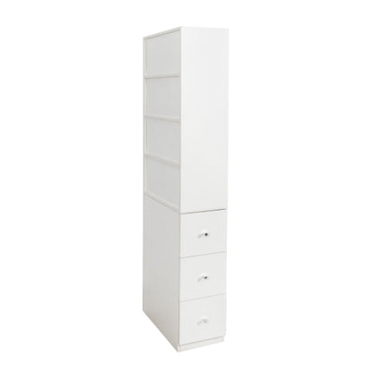 Tall Display Storage Cabinet with Shelves and Side Drawers