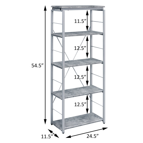 Grey and Silver 4 Shelf Bookcase Industrial Rustic Bookshelf Wooden Shelves Steel Frame