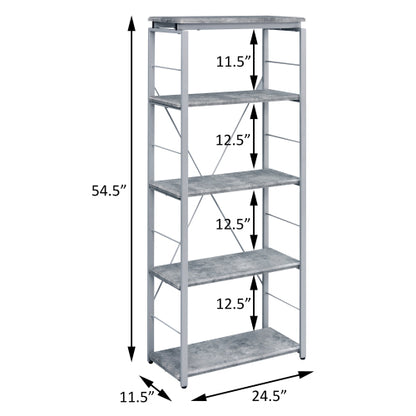Grey and Silver 4 Shelf Bookcase Industrial Rustic Bookshelf Wooden Shelves Steel Frame