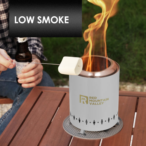 Smokeless Tabletop Fire Pit with Mat, Portable Mini Low Smoke Camping Stove