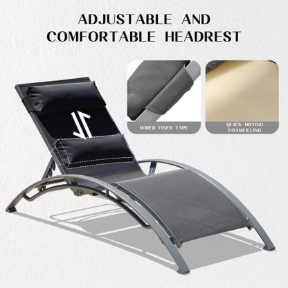 Pool Lounge Chairs Set of 3-Dark Grey (2 Lounge Chairs+1 Table)