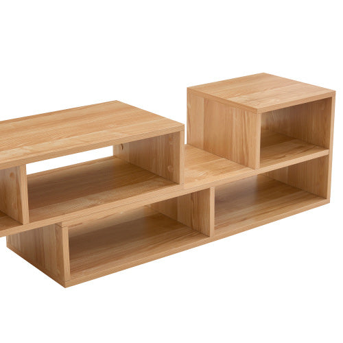 Modular TV Stand with Open Storage Shelves Light Wood Entertainment Center