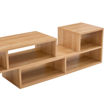 Modular TV Stand with Open Storage Shelves Light Wood Entertainment Center