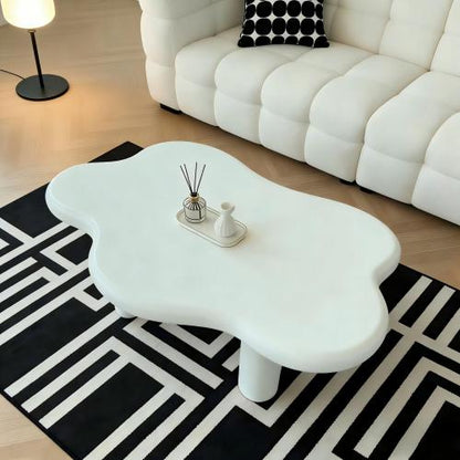 40 Inch White Cloud Coffee Table Modern MDF Living Room Center Table