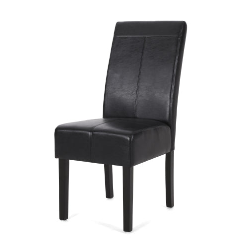T-Stitch PU Leather Dining Side Chairs, Set of 2, Black