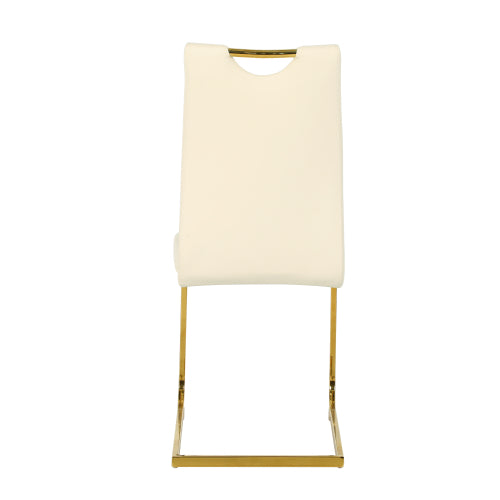 PU Upholstered Dining Chairs with Metal Legs, Set of 2, Light Yellow