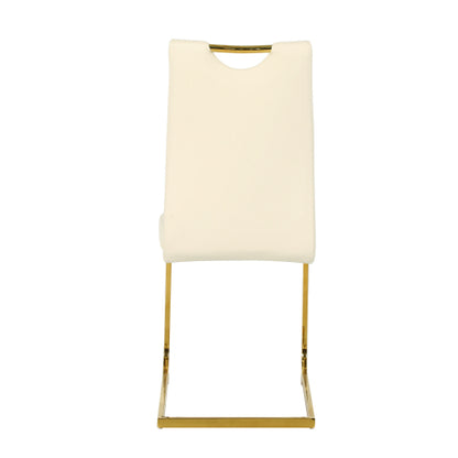 PU Upholstered Dining Chairs with Metal Legs, Set of 2, Light Yellow