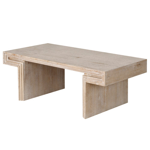 48 Inch Double-Tier Vintage Industrial Table, Antique Natural