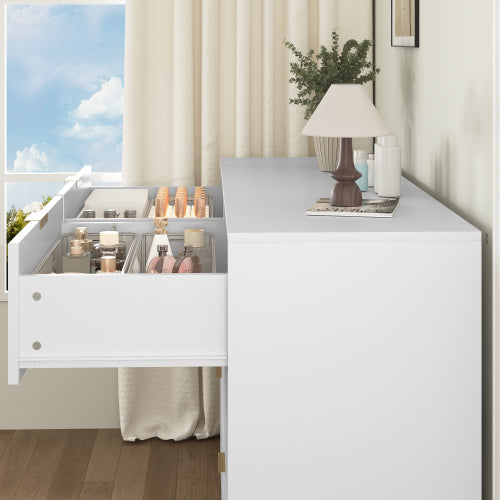 8 Drawers Dresser for Bedroom, Wood Bedroom Dresser Modern Drawer Chest, 8 Chest of Drawer, Tall Dresser for Closet, Dressers Organizer for Living Room, Closet, Hallway White