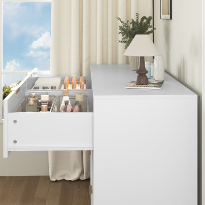 8 Drawers Dresser for Bedroom, Wood Bedroom Dresser Modern Drawer Chest, 8 Chest of Drawer, Tall Dresser for Closet, Dressers Organizer for Living Room, Closet, Hallway White