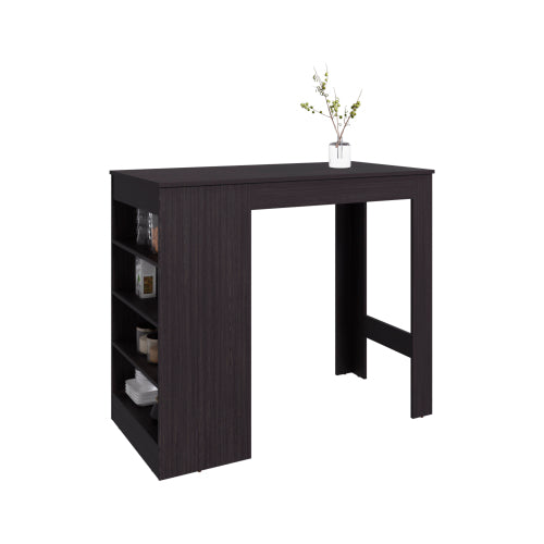 Counter Table with 4 Storage Shelves, Compact Home Bar, Dinning Room or Kitchen Furniture, With Space-Saving Modern Design