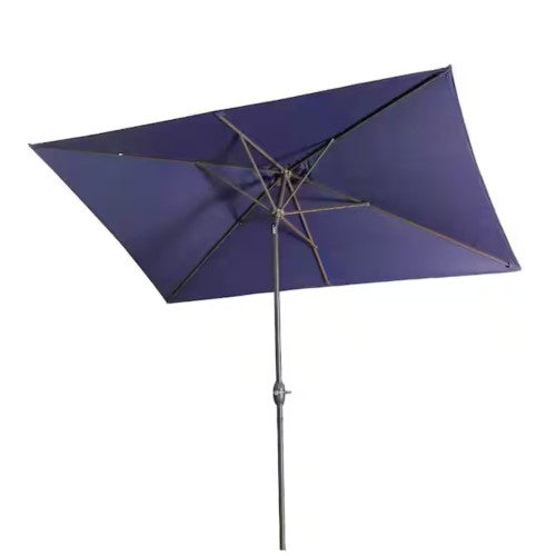 6.5 x 10 ft Navy Blue Rectangular Patio Umbrella with Crank, Tilt, Polyester UV-Resistant Canopy for Pool, Backyard & Patio (Without base)