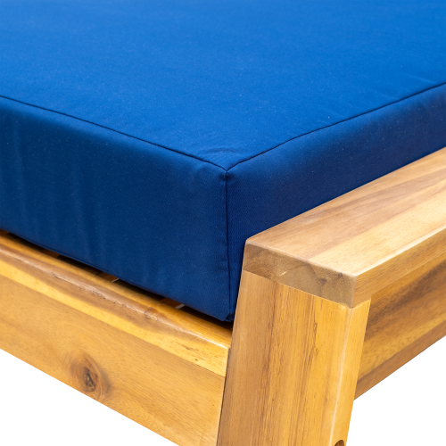 STYLE Acacia Wood Outdoor Lounge Set - Chair and Ottoman with Removable Cushions