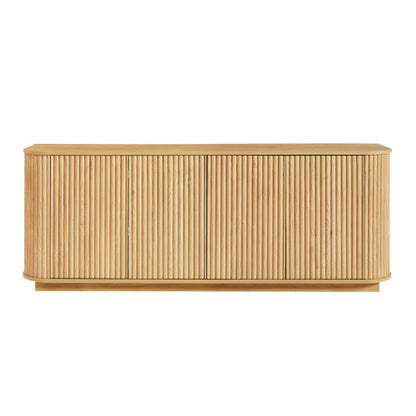 Natural Wave Pattern Sideboard TV Stand 64 Inch Wide Storage Cabinet for Living Room Entryway