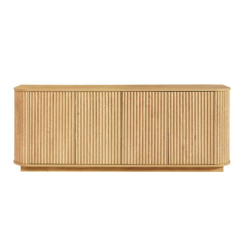 Natural Wave Pattern Sideboard TV Stand 64 Inch Wide Storage Cabinet for Living Room Entryway