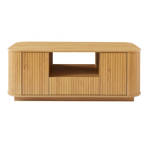 46.5inch  Oval Modern Luxury Coffee Table with Storage, Natural