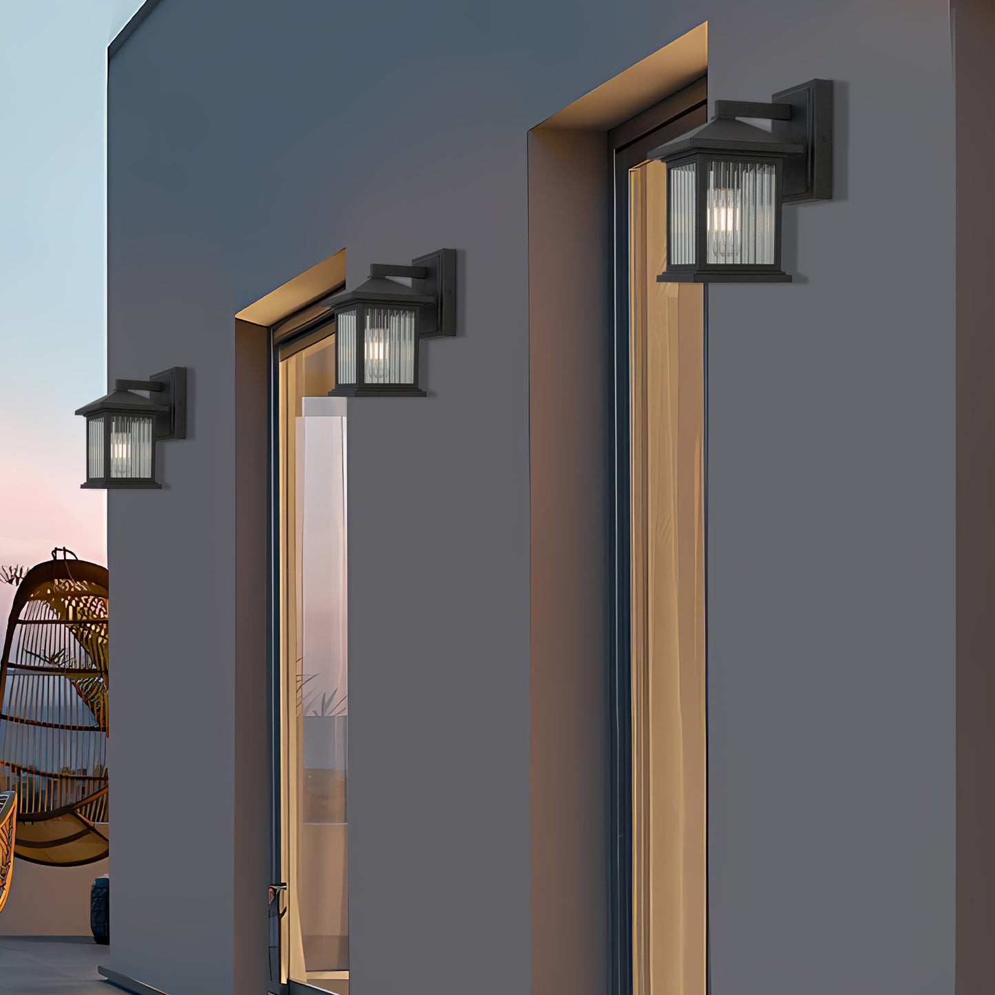 1-Light Black not Motion Sensing Outdoor HardWired Wall Lantern Sconce with No Bulbs Included