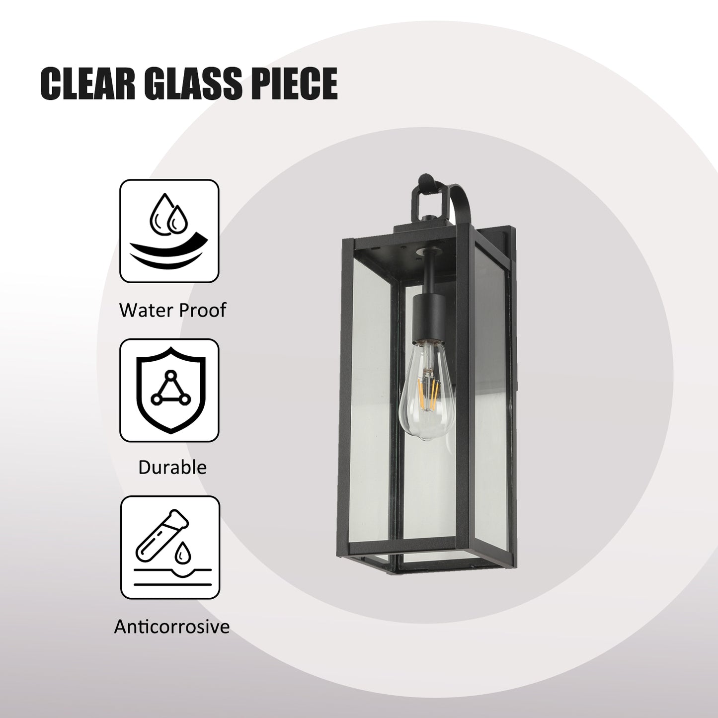 1-Light Matte Black Sensing Outdoor Hardwired Wall Sconce with No Bulb Included