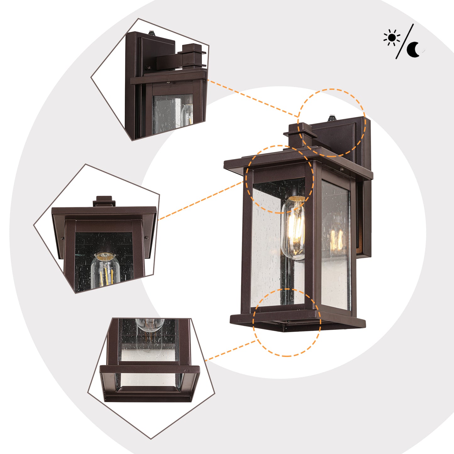 Oil Rubbed Bronze Lantern Hardwired Sconce Sensor Outdoor Sconce, Waterproof Outdoor Sconce,No Bulbs Included
