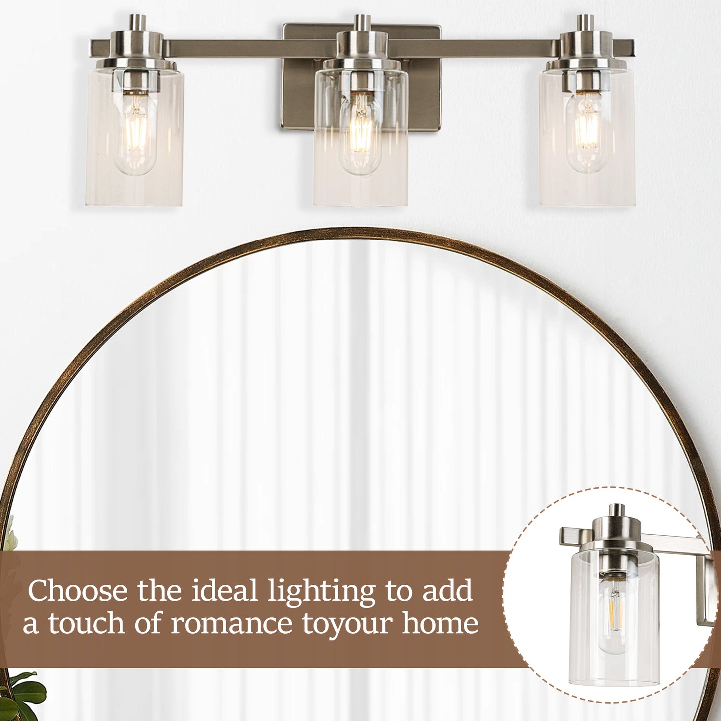 23-in 3-Light Brushed Nickel Led, Modern/Contemporary Vanity Light