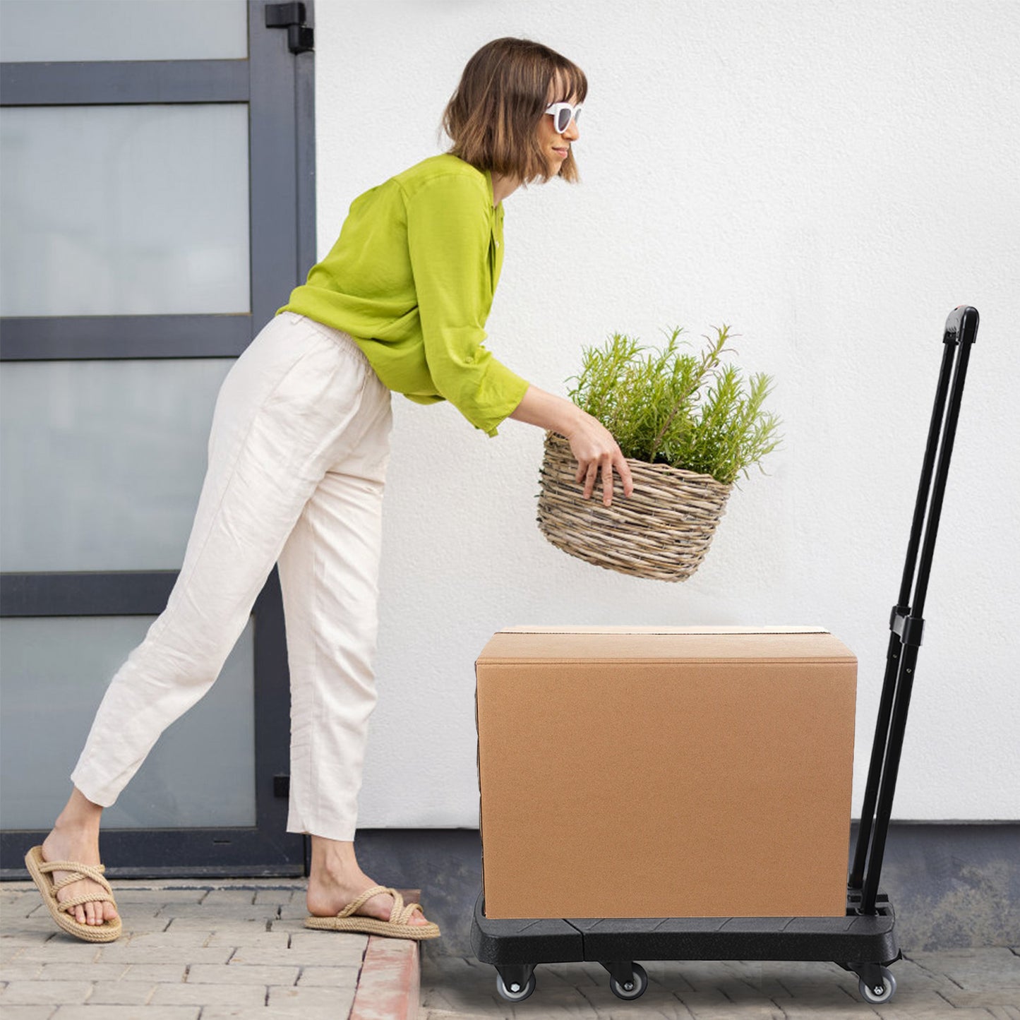 330 lbs. Folding Hand Truck, Dolly Cart for Moving, 6 Wheels Telescoping Hand Cart for Travel House Office Moving