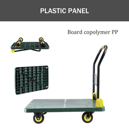 Foldable Push Hand Cart, Platform Truck with 880 lbs. Weight Capacity, Green