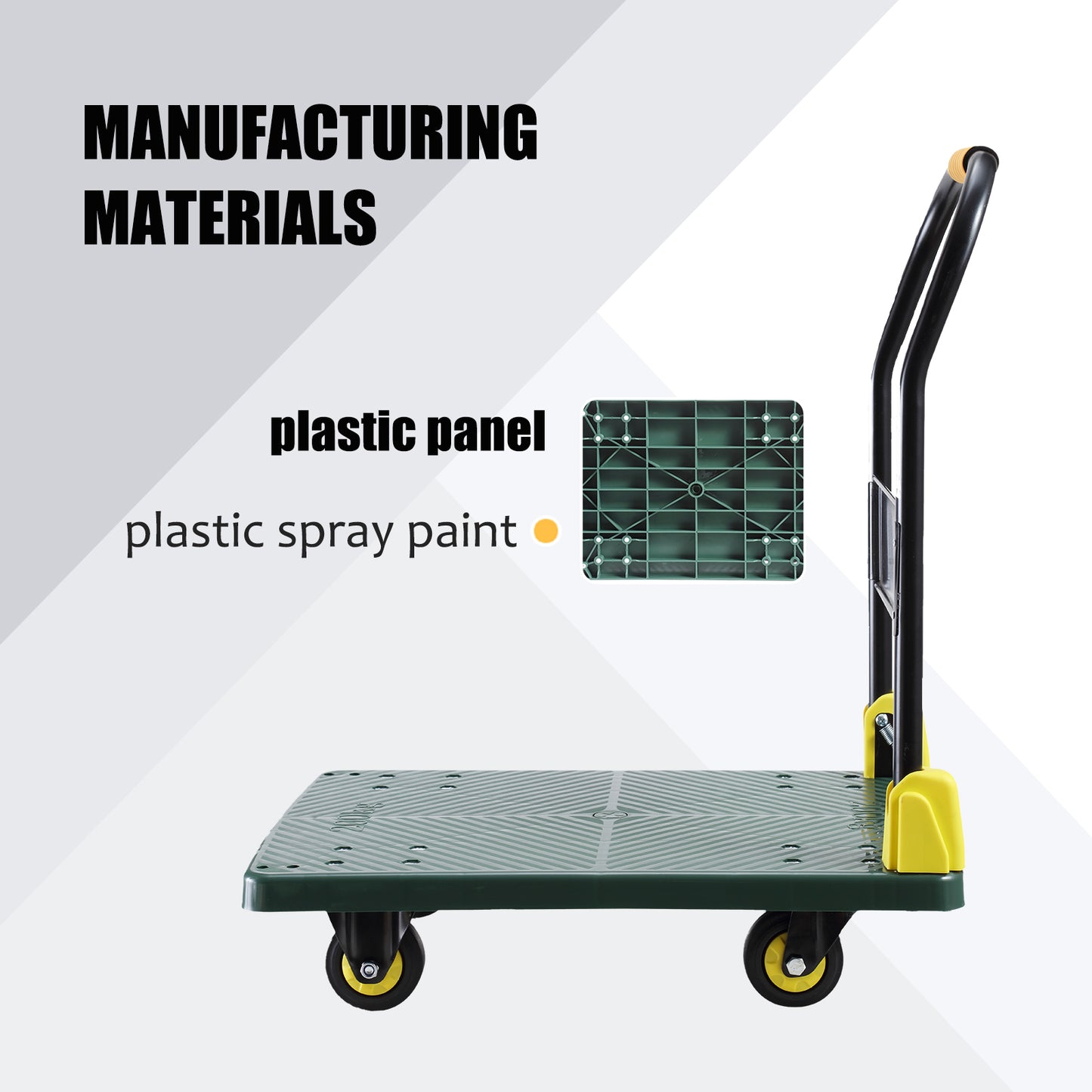 Foldable Push Hand Cart, Platform Truck with 440 lbs. Weight Capacity, Green
