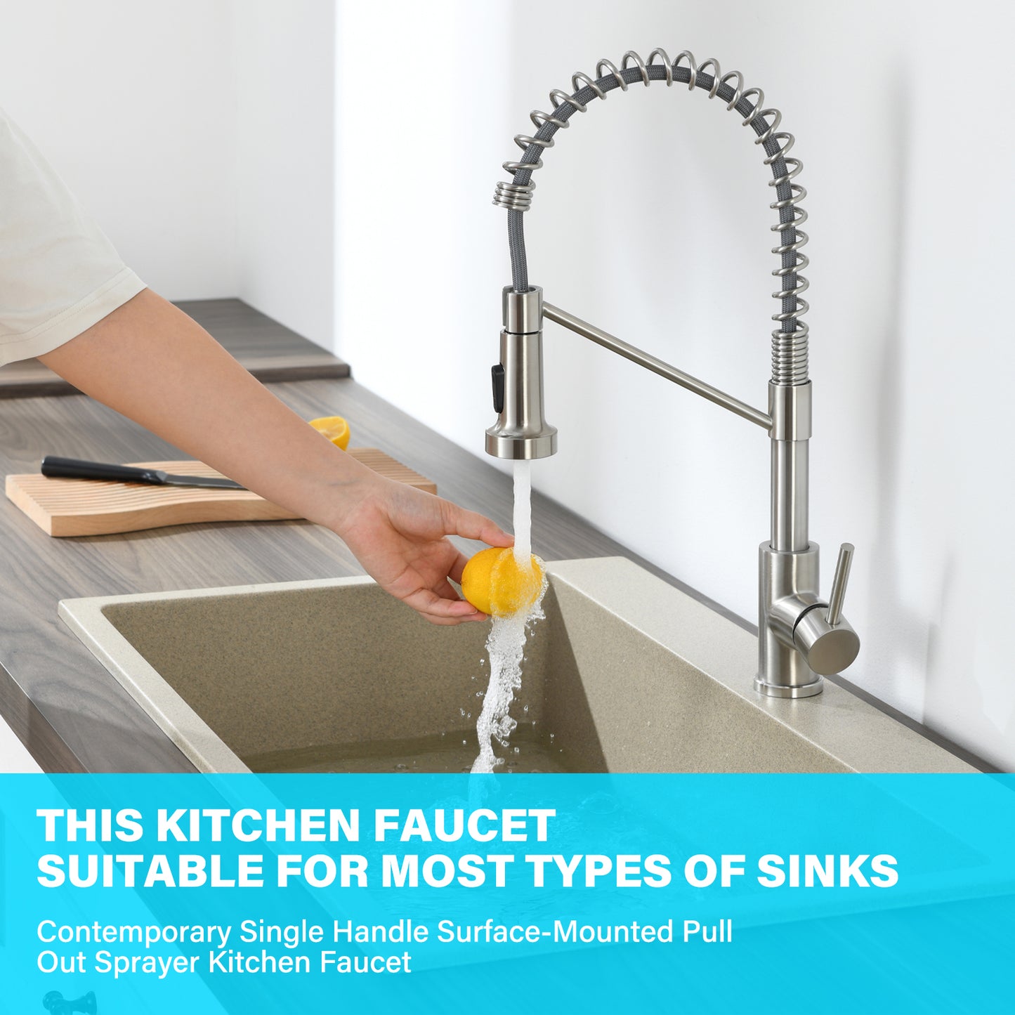 Single Handle Pull Down Sprayer Kitchen Faucet Single Handle in Brushed Nickel