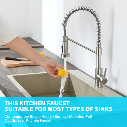 Single Handle Pull Down Sprayer Kitchen Faucet Single Handle in Brushed Nickel