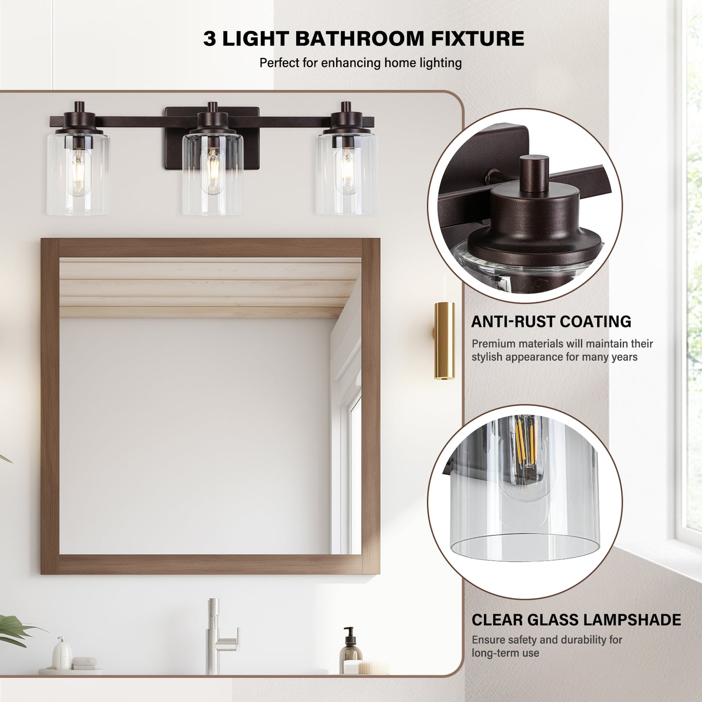 Vanity light 23-in 3-Light Oil-Rubbed Bronze Industrial Vanity Light