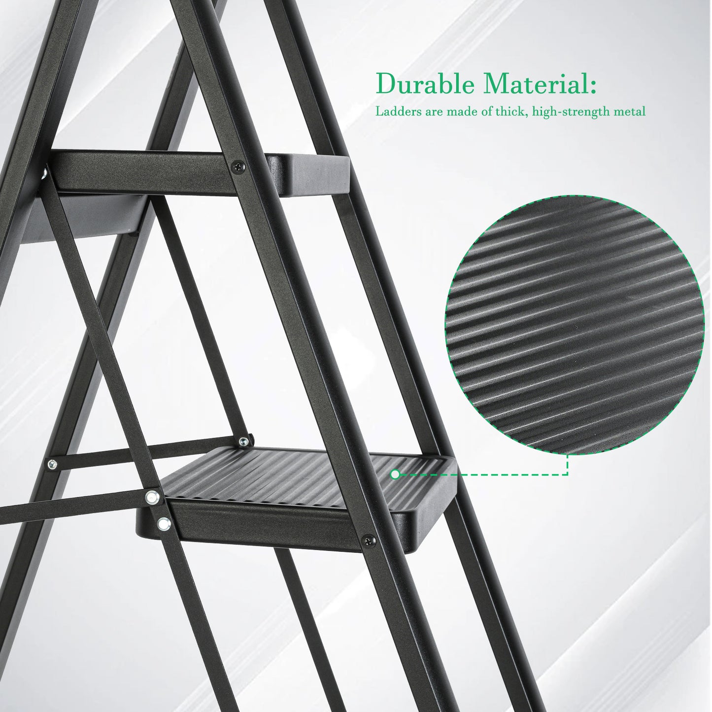 5-Step Steel Folding Step Stool Ladder 330 lbs. Load Capacity (1.5 ft. Industry Standard Ladder Height),Black