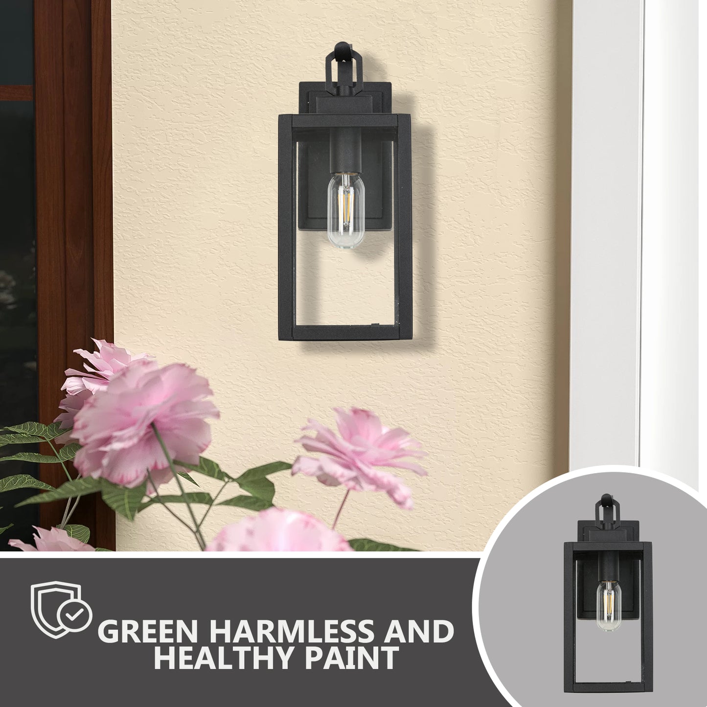 " 1-Light Matte Black Sensing Outdoor Hardwired Wall Sconce with No Bulb Included"