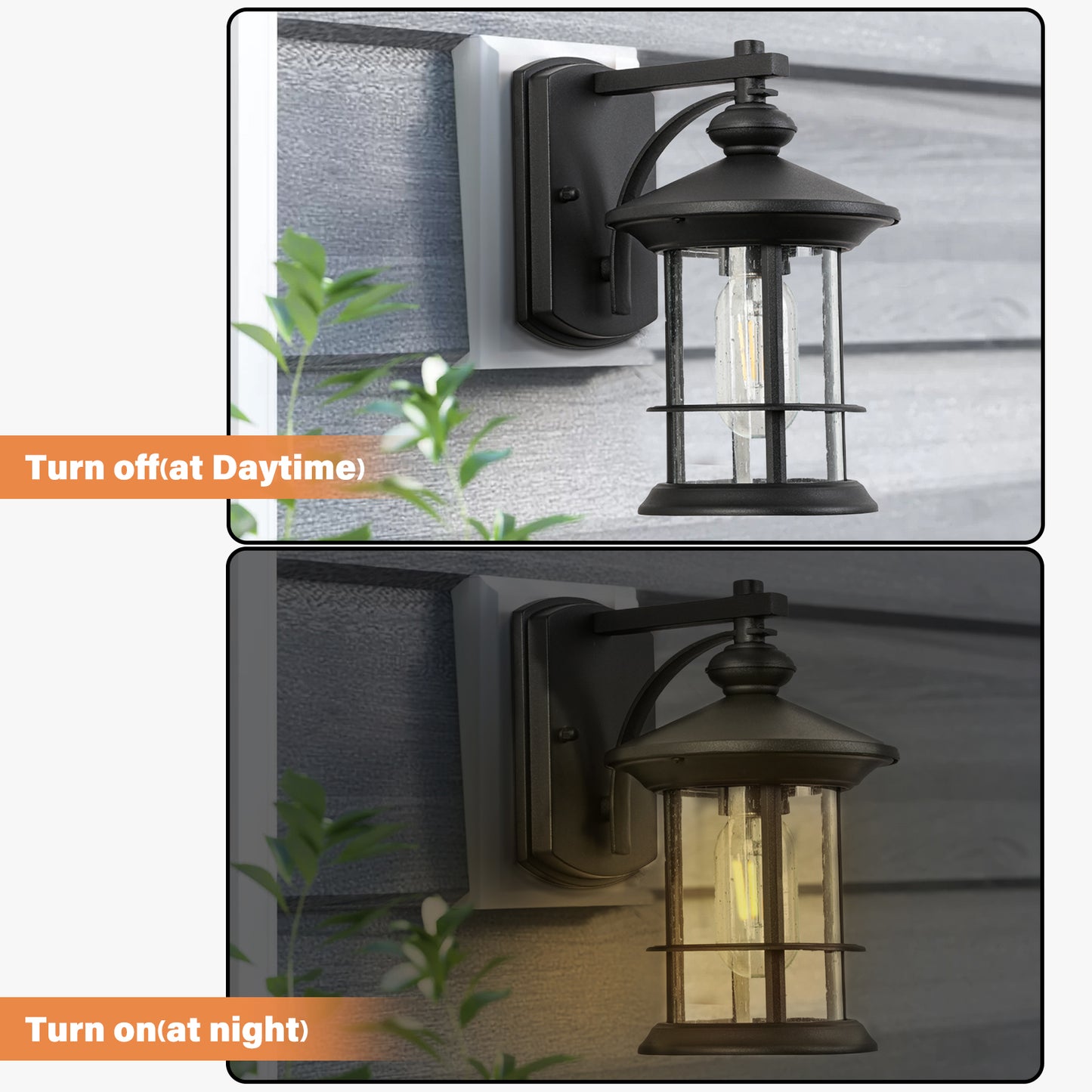 1 Waterproof Outdoor Wall Light, Clear Glass Sheet Outdoor Wall Light, Matte Black