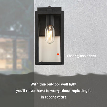 Dusk to Dawn Sensor Outdoor Wall Light, Waterproof Outdoor Wall Lamps, Wall Sconce with Seeded Glass, Matte Black