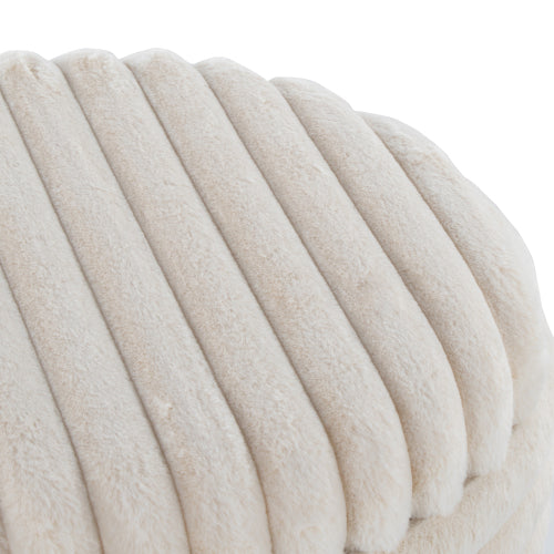 Set of 2 Storage Ottoman Faux Fur Accent Stools with Natural Wood Finish