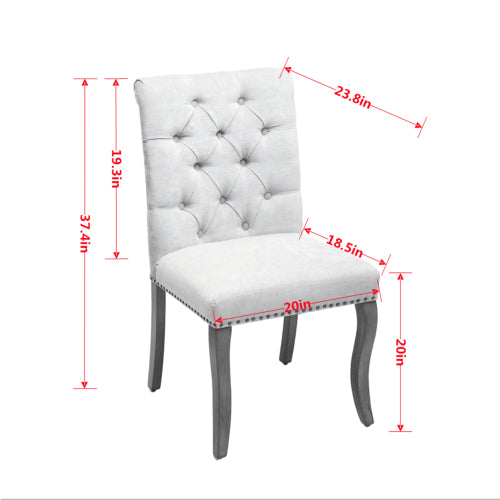 Upholstered Chenille Dining Chair Set of 2, Tufted Accent Chair with Curved Solid Wood Legs, Black
