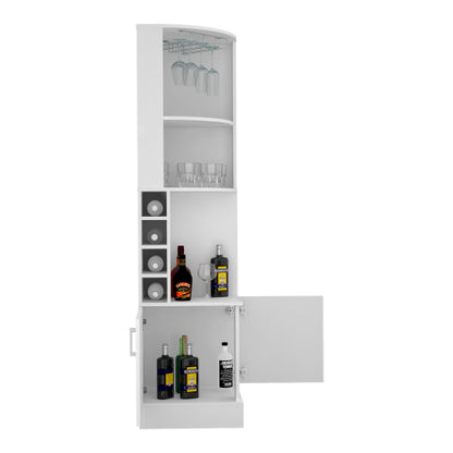 Seattle Bar Cabinet, Eight Bottle Cubbies, Two Large Open Shelves