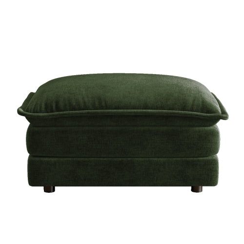 Green Chenille Modular Sectional Sofa Ottoman with Solid Wood Frame