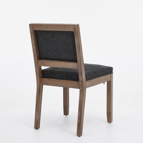 2-Piece Farmhouse Fabric Upholstered Dining Chairs, Mid-Century Solid Hardwood Side Chairs, Cushioned Gray Chairs for Kitchen & Breakfast Nook