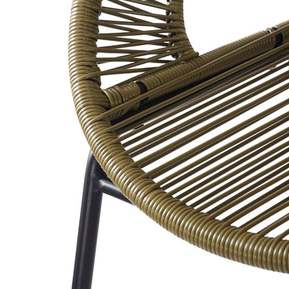 Ferrara Outdoor Patio Green Faux Wicker Barstool, Set of 2