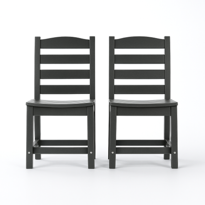 Grey Armless Outdoor Chairs – HDPE Material set of 2