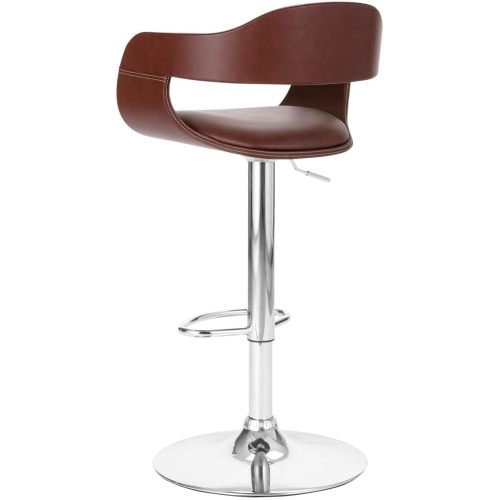 Contemporary Swivel Adjustable Barstool with Padded Seat and Back