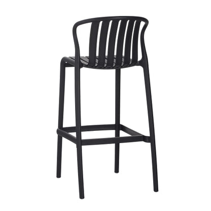 Outdoor Patio Bar Stools 29.5"H Set of 2, Perforated Slat Back Armless Barstools for Kitchen Pool Island, All-Weather Black Outside Bar Chair
