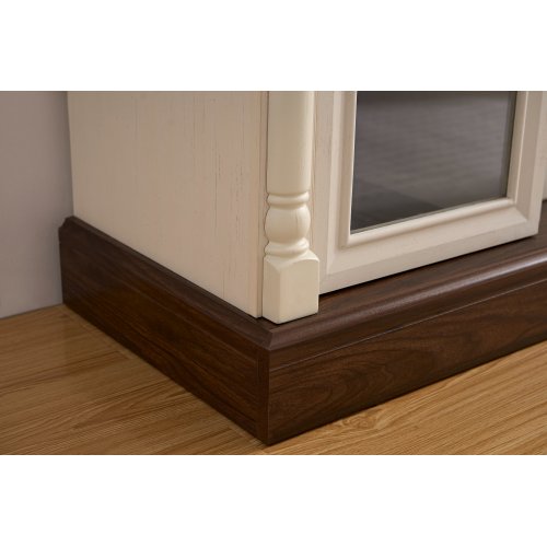 70 Inch Farmhouse Roman Column TV Stand with LED Lights for 80 Inch Large TV